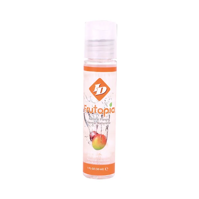 ID Frutopia Mango Passion 1 oz clear pocket bottle with white cap and orange mango label