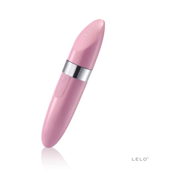 Petal pink LELO MIA 2 lipstick vibrator with silver center band