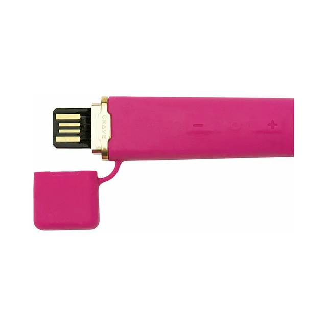 pink Crave Flex with tethered cap removed to reveal its direct USB connector