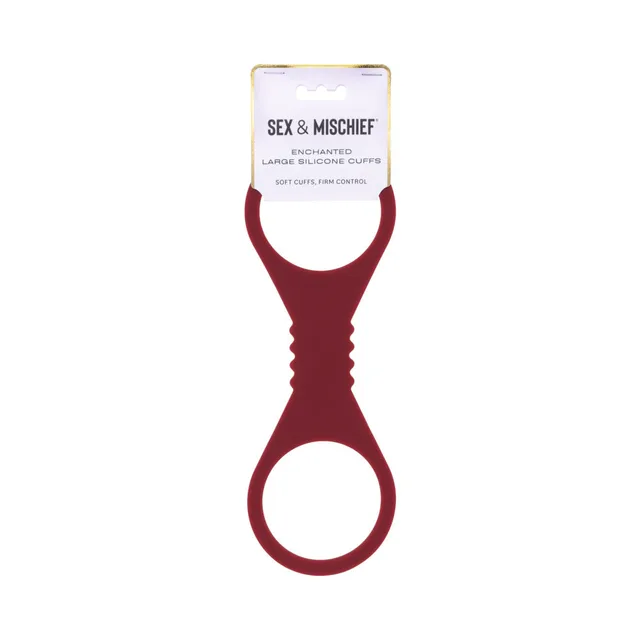 Large burgundy Sportsheets Enchanted silicone figure-8 cuffs