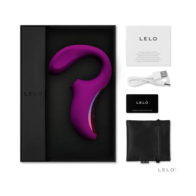 Deep rose LELO ENIGMA set with black box USB cable card and pouch