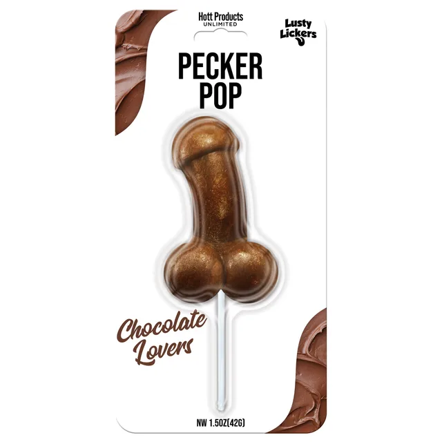 Chocolate Lovers Pecker Pop candy on clear stick