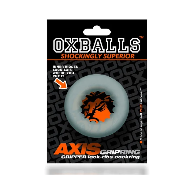 Oxballs Axis Clear Ice ribbed ring in retail package