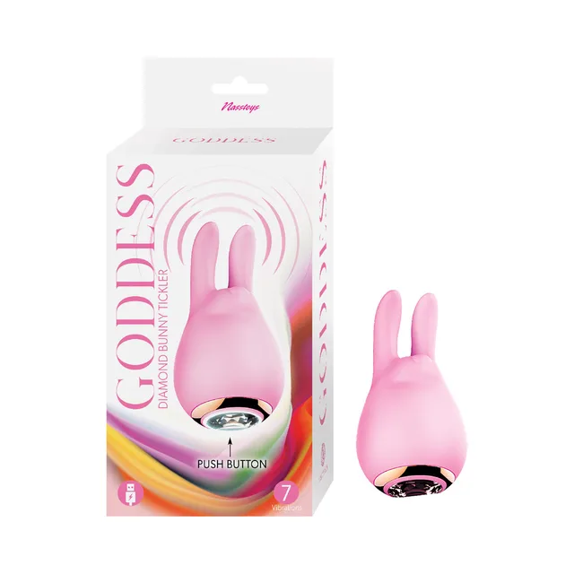pink Goddess Diamond Bunny Tickler with twin ears and gem-style control base