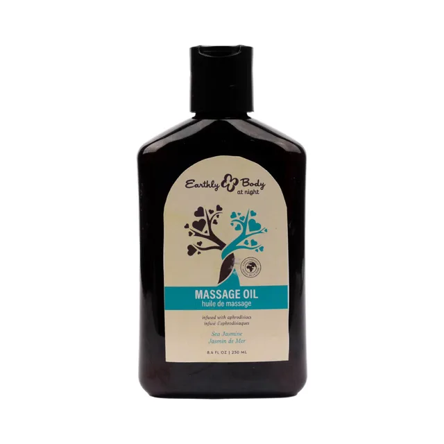 Front of Earthly Body sea jasmine massage oil 8.4 oz bottle