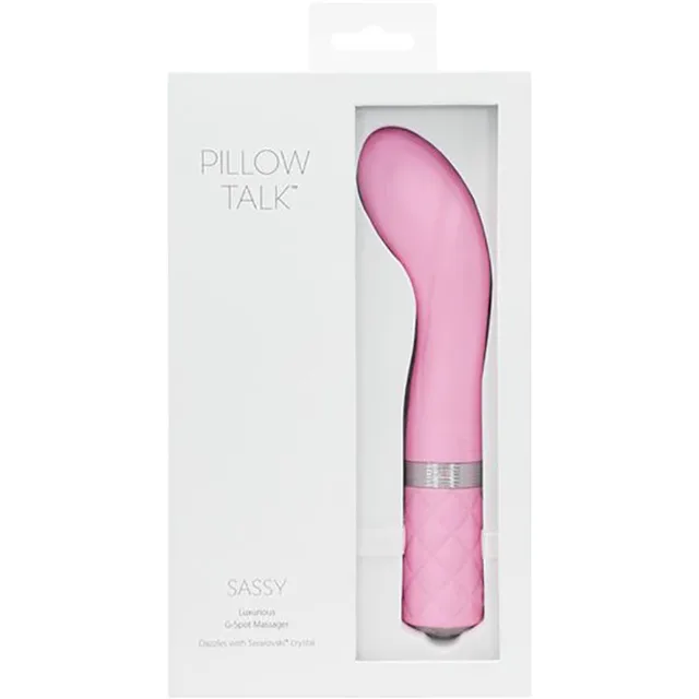 BMS Pillow Talk Sassy pink curved G-spot vibrator in window box