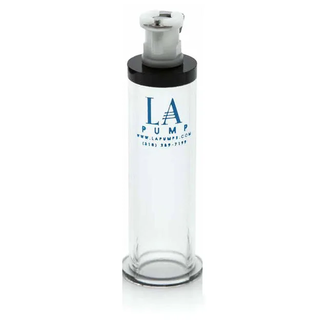 LA Pump FTM Trans Masc Cylinder clear cylinder with black top ring white valve and round base