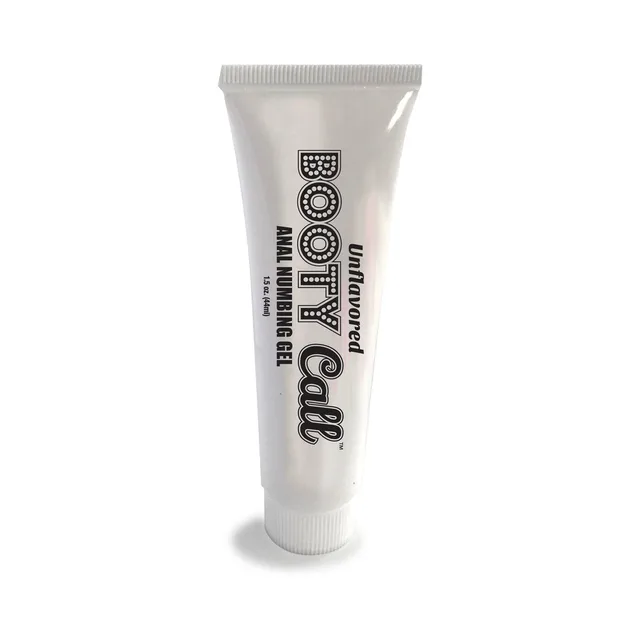 Front view of white Booty Call unflavored squeeze tube