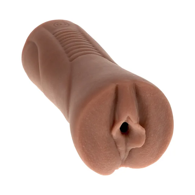 Angled Honey Gold caramel stroker with ribbed upper panel
