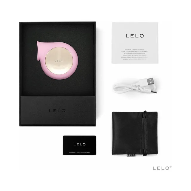 Pink LELO SILA set with black box, cable, card and pouch