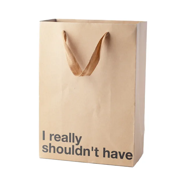 tan kraft gift bag reading I really shouldn't have