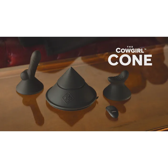 Cowgirl Cone with black cone body, remote and two small attachments