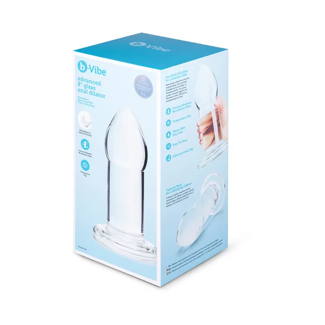 b-Vibe Advanced 8-inch glass dilator blue and white retail box
