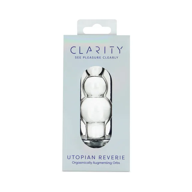 Clarity Utopian Reverie clear three-segment glass dildo in box