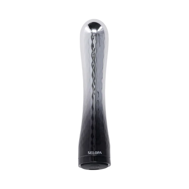 front view of Silverado vibrator with reflective textured shaft and black base
