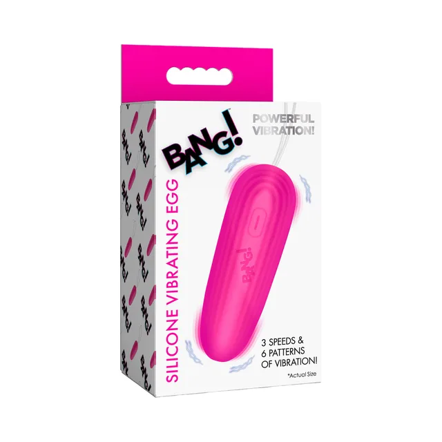 BANG pink silicone vibrating egg in pink-and-white retail packaging