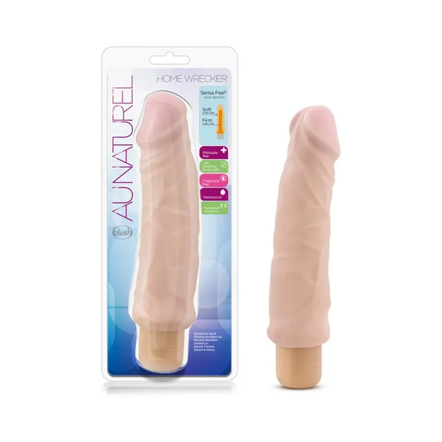 Au Naturel Home Wrecker beige dildo beside retail package