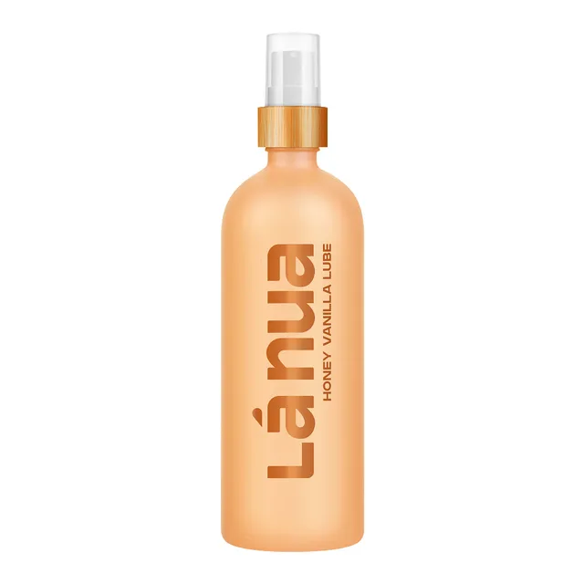 La Nua Honey Vanilla 6.8 oz tall peach-orange pump bottle