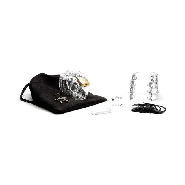 CB-X Mini Me clear cage, rings, padlock and storage pouch