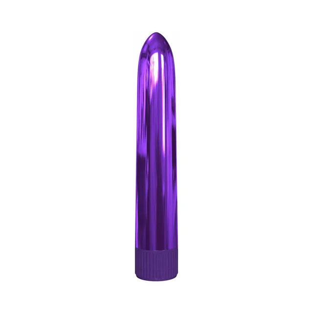 Upright purple Classix Rocket vibrator with rounded tip and ribbed base