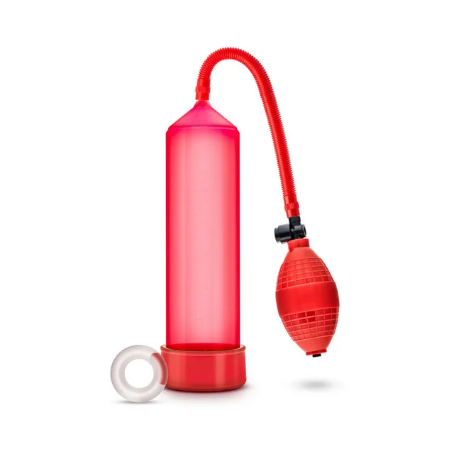 Blush Performance VX101 red pump upright red cylinder with flexible hose and textured hand bulb