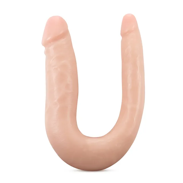 Front view of beige Dr. Double dual-ended silicone dildo