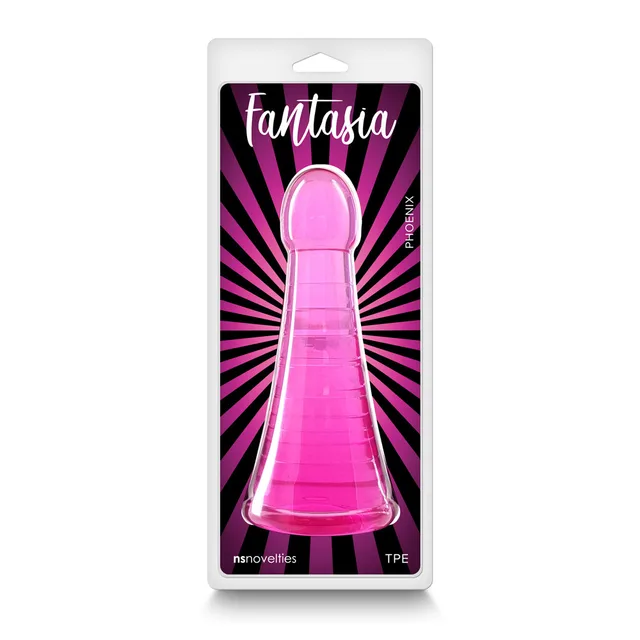 NS Novelties Fantasia Phoenix pink textured TPE dildo front retail package