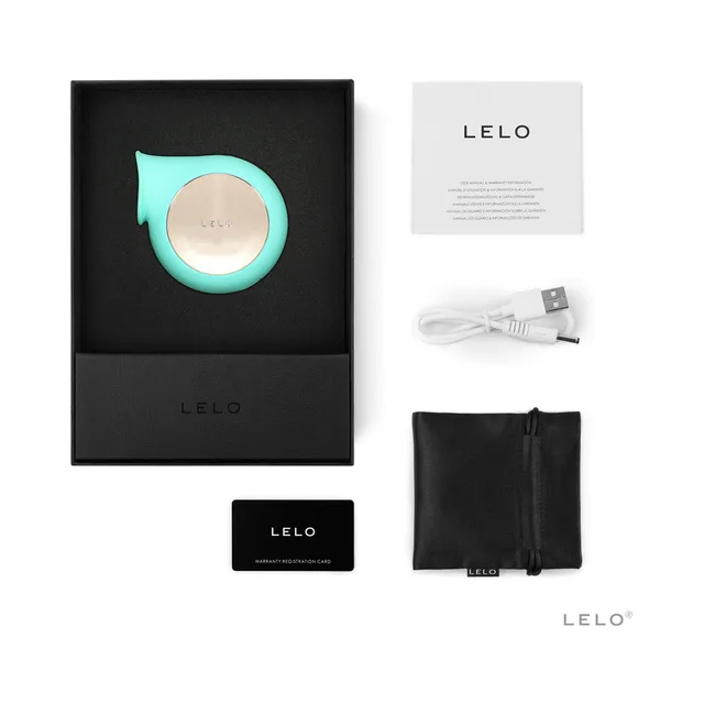 Aqua LELO SILA set with black box, cable, card and pouch