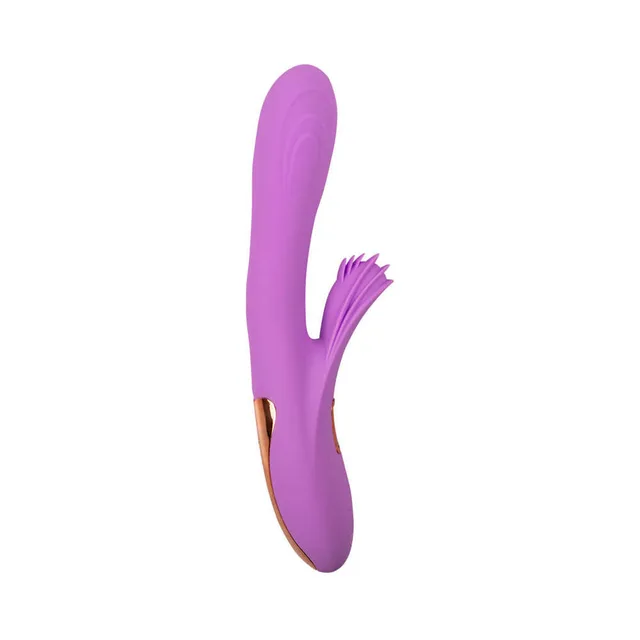 Camtoyz Nelea magenta heated rabbit vibrator upright side view of curved arms