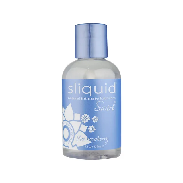 Sliquid Swirl Blue Raspberry clear bottle with pale blue cap