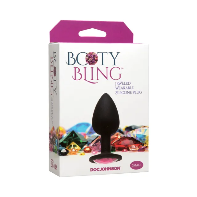 Booty Bling Small Pink Jewel Plug white pink retail carton three-quarter view