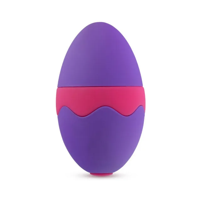 Upright purple Aria Flutter Tongue vibrator with pink center band