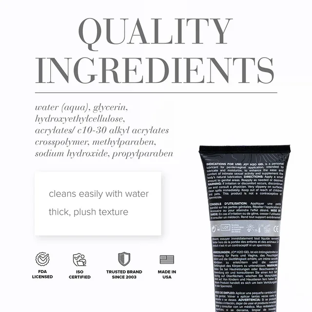 System JO H2O Gel 4 oz ingredient graphic with rear tube panel