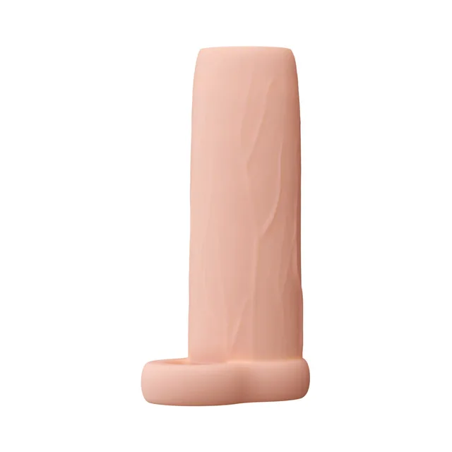Blush Performance 4.25-inch enhancement sleeve upright front view showing exterior vein texture