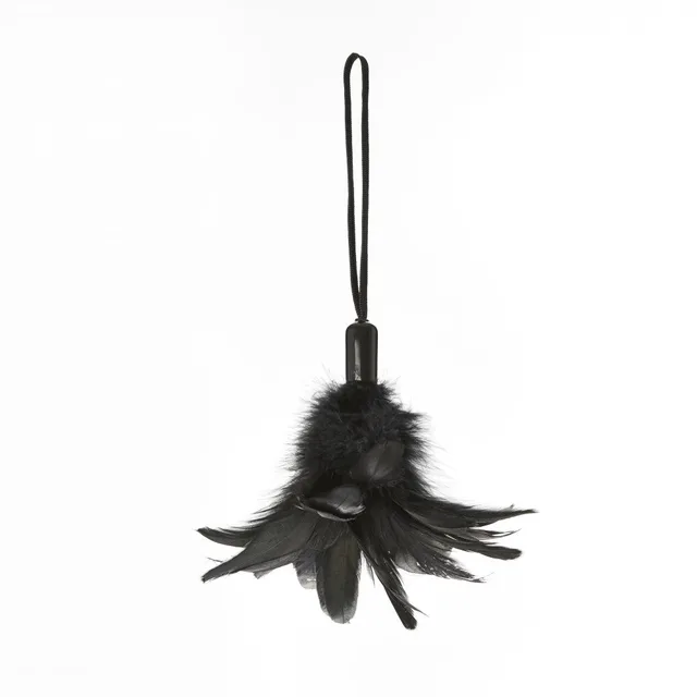 Black Sportsheets feather tickler with hanging loop and downward feathers