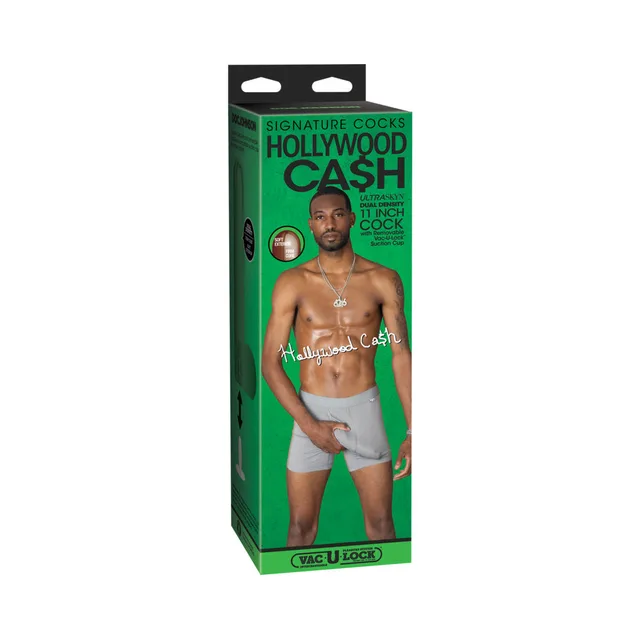 Hollywood Cash 11-inch Signature Cock ULTRASKYN dildo in green box