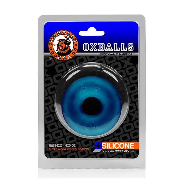 Oxballs Big Ox thick space-blue TPE cock ring in blister pack