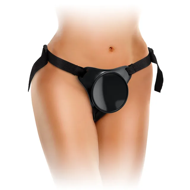 King Cock Elite Beginner's Body Dock black harness front view with oval docking plate