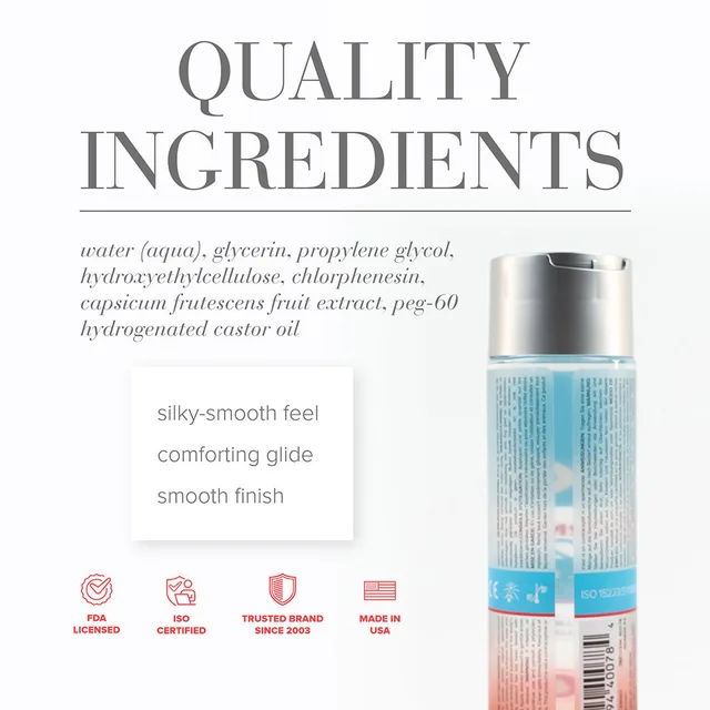 System JO H2O eight-ounce bottle beside ingredient graphic