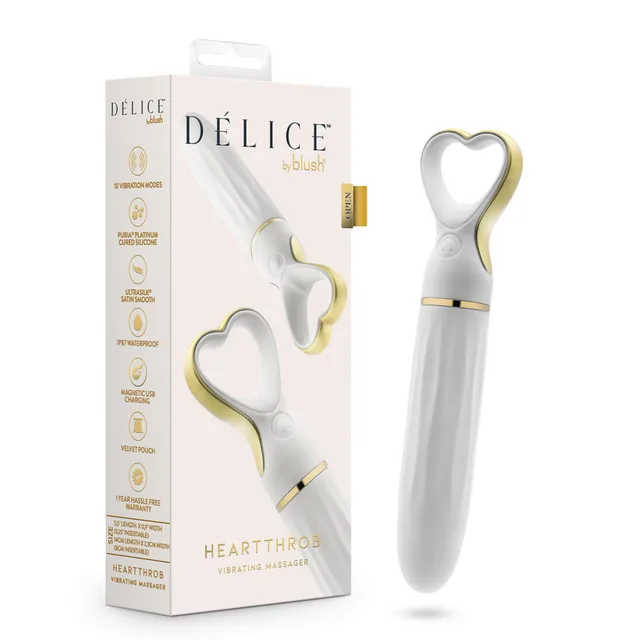 White Bouquet Délice Heartthrob vibrator with heart handle beside box