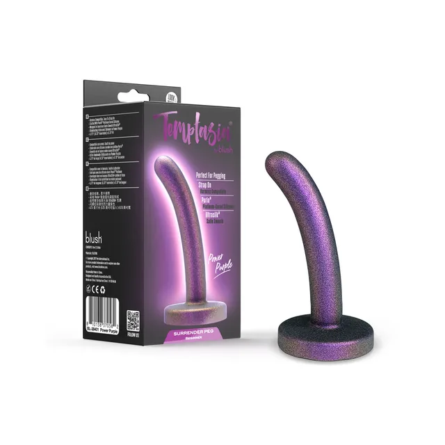 Purple Temptasia Surrender Beginner Peg beside black and purple retail box