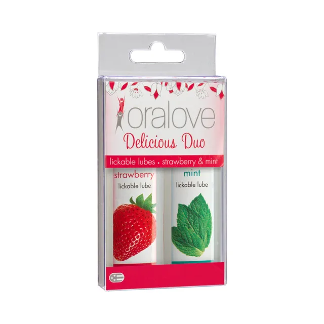 Oralove Strawberry & Mint Duo white pink hanging box front