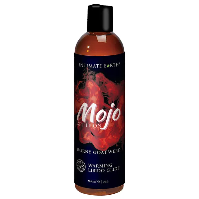 Intimate Earth Mojo Horny Goat Weed 4 oz glide bottle with red label