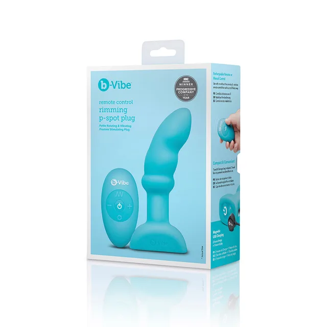 b-Vibe turquoise rimming P-spot plug and remote in retail box