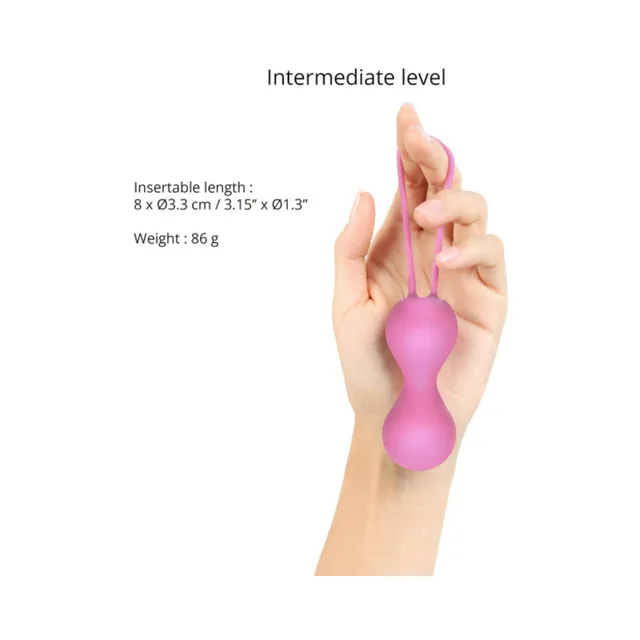 Hand holding pink Joia weight beside 8 cm and 86 g details