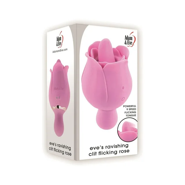 Adam & Eve Eve's Ravishing pink rose vibrator in white retail box