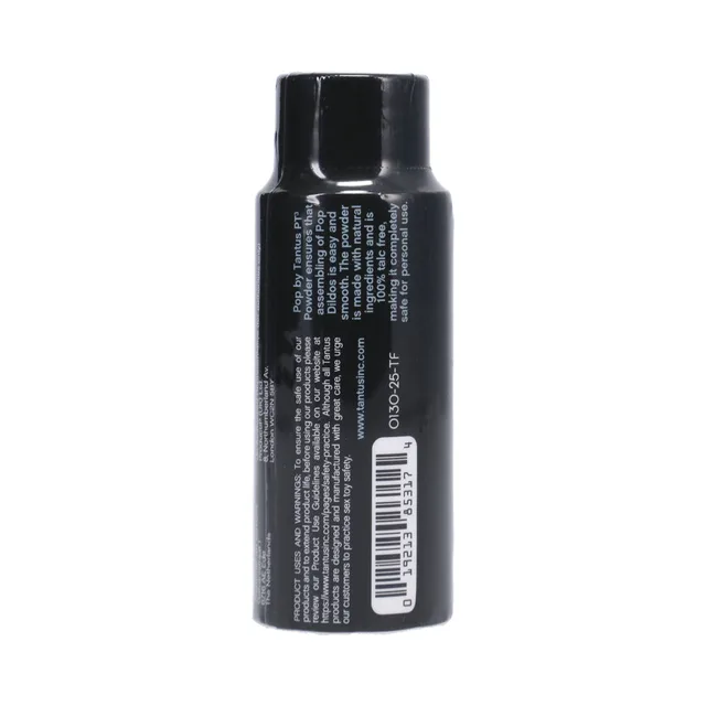 Rear label and barcode on Tantus POP PT3 Powder bottle
