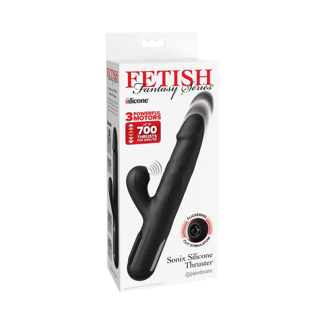 Black Fetish Fantasy Sonix thrusting vibrator in white box