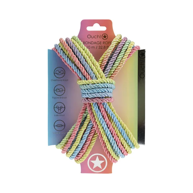 Shots Ouch pastel multicolor 10 m nylon bondage rope