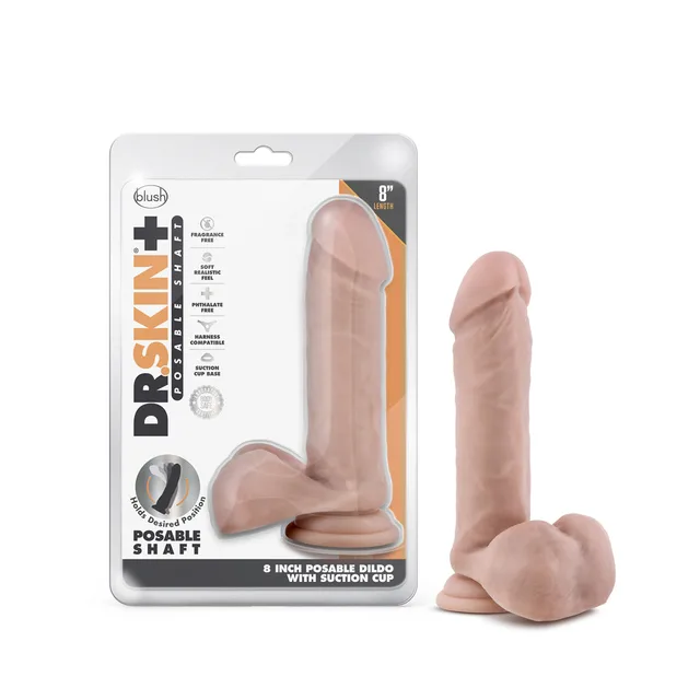 Dr. Skin Plus Realistic beige 8-inch dildo beside retail package